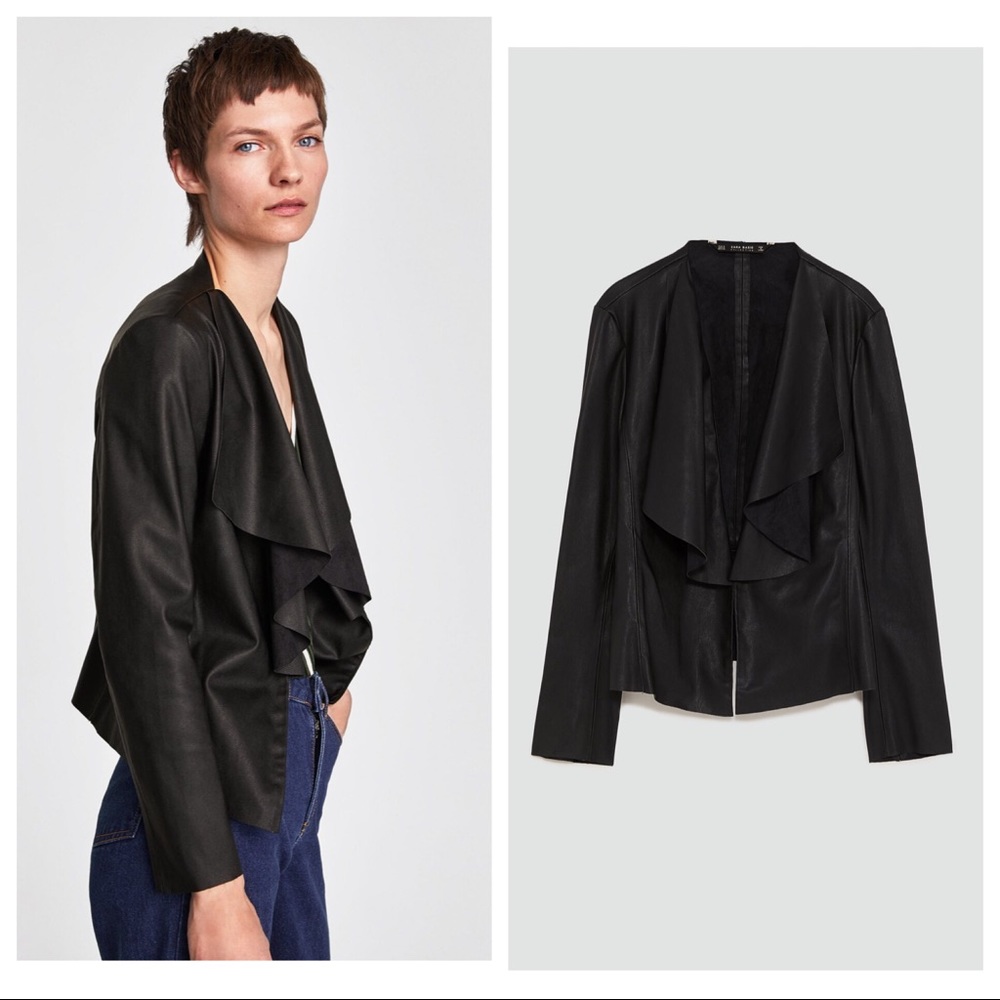 Zara Faux Leather Blazer Jacket